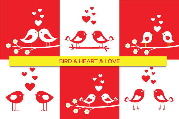 Birds in Love Silhouettes Set 2: Elevating Design Projects with Elegant Vector Art