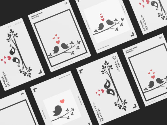 Birds in Love Silhouettes Set for Design and Branding