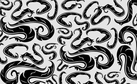 Black Swirl Feather Ornament Patterns