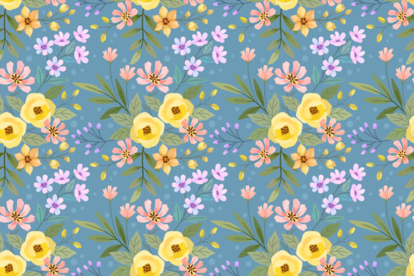 Colorful Hand Draw Flower Pattern Design