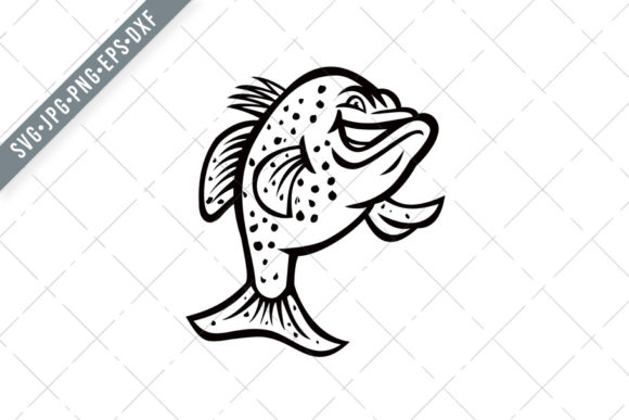 Crappie Fish Standing Up Mascot: A Retro Black-and-White Illustration for Modern Creative Projects