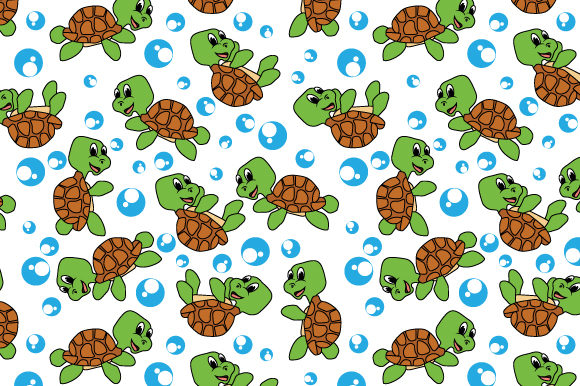 Cute Turtle Cartoon Seamless Pattern: A Versatile Design Asset for Professional and Creative Projects