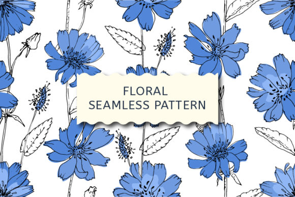 Embracing Nature in Design: The Allure of Vector Pattern with Blue Succory