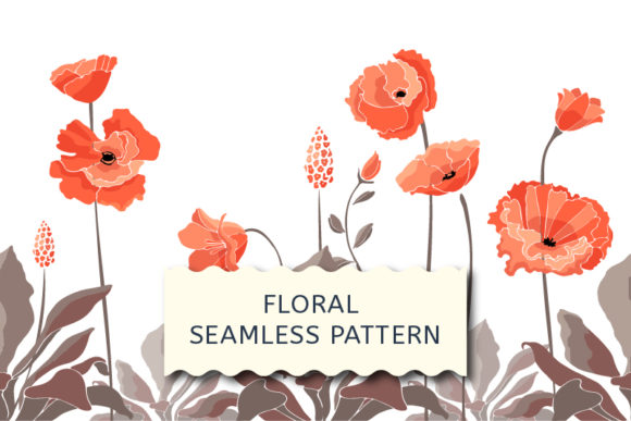 Floral Border: California Poppy Flowers in Modern Design