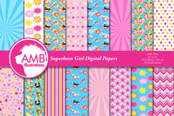 Girl Superhero Papers 2744: A Practical Review of Themed Digital Scrapbooking Papers
