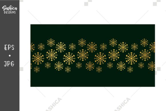 Gold Snowflakes Seamless Pattern Border