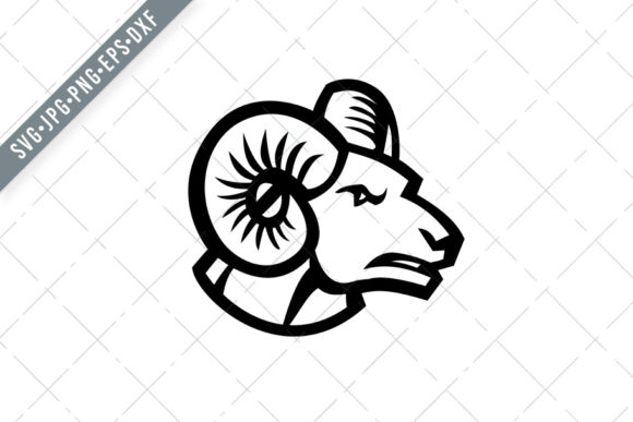 Head of Bighorn Sheep Ram Side: A Versatile Vector for Modern Design Projects
