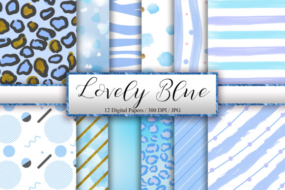 Lovely Blue Background Digital Papers