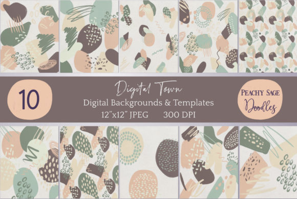 Peachy Sage Abstract Shape Digital Paper Ideas