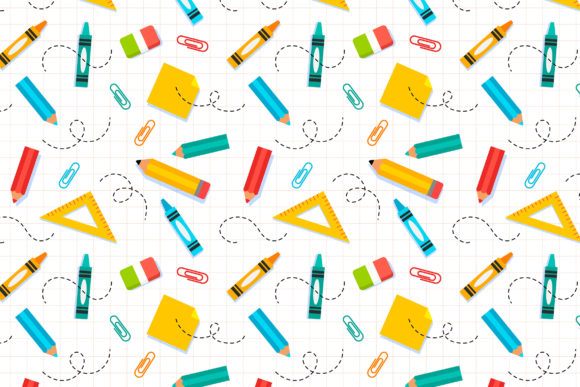 School Stationery Pattern Background: A Practical Design Resource