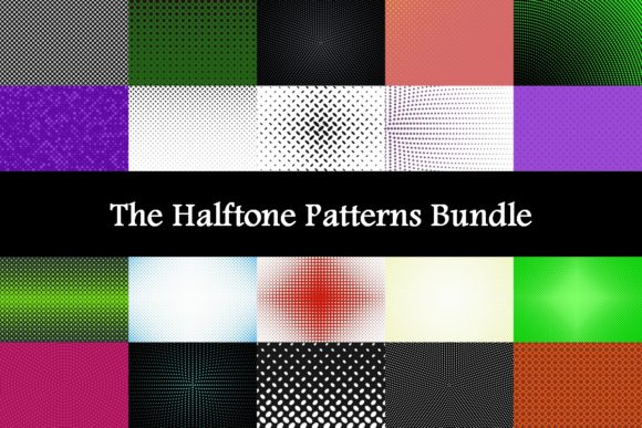 The Halftone Patterns Bundle: 40 Abstract Geometrical Backgrounds for Creative Projects
